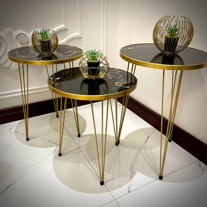 Set of Three (3pcs) Chic Nesting Coffee Tables & End Table Set for Contemporary Living Spaces