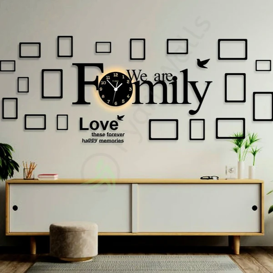 Family Square-Shaped Wall Clock with frame