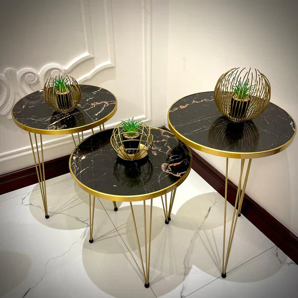 Set of Three (3pcs) Chic Nesting Coffee Tables & End Table Set for Contemporary Living Spaces