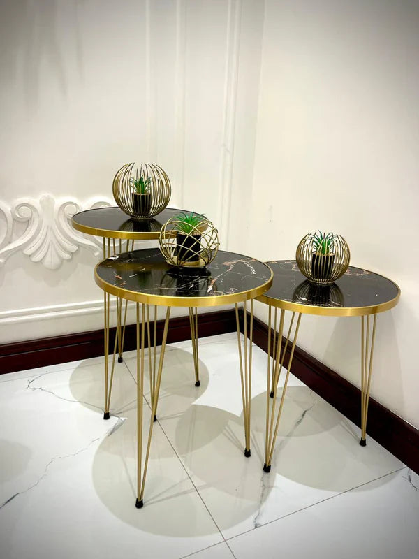 Set of Three (3pcs) Chic Nesting Coffee Tables & End Table Set for Contemporary Living Spaces